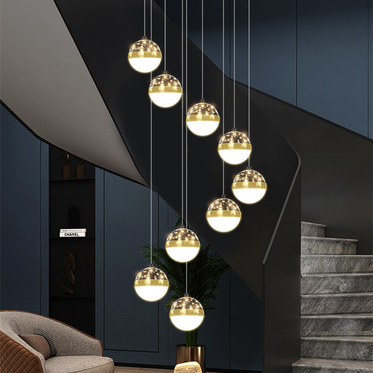 Nordic Luxury Duplex Staircase Chandelier
